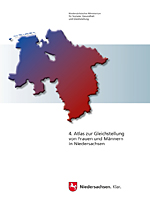 Titelbild der Broschüre 4. Atlas zur Gleichstellung von Frauen und Männern in Niedersachsen